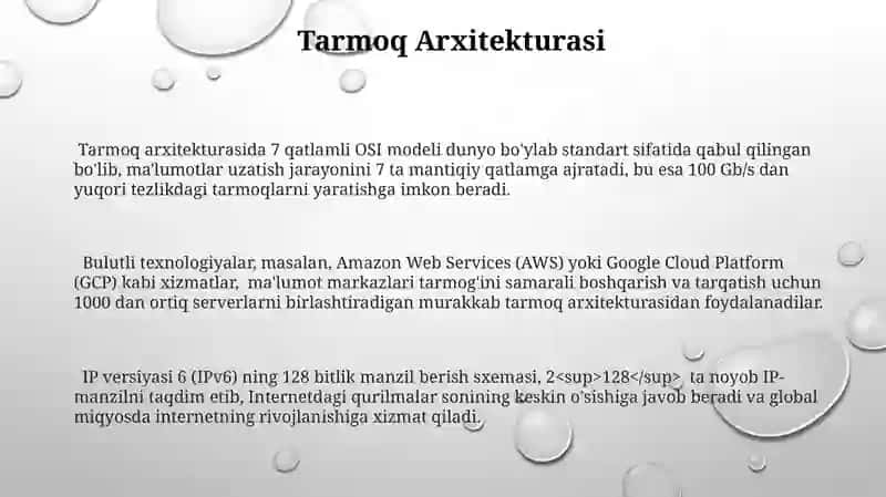 Tarmoq texnologiyalari va internet xizmatlari 3
