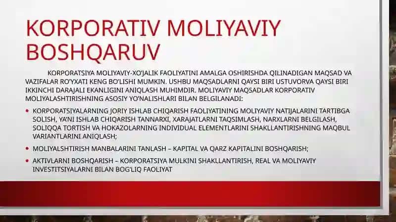 Korporativ moliya va boshqaruv 3
