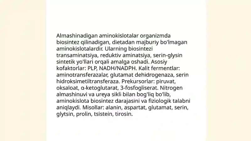 Almashinadigan Aminokislotalar biosintezi 3