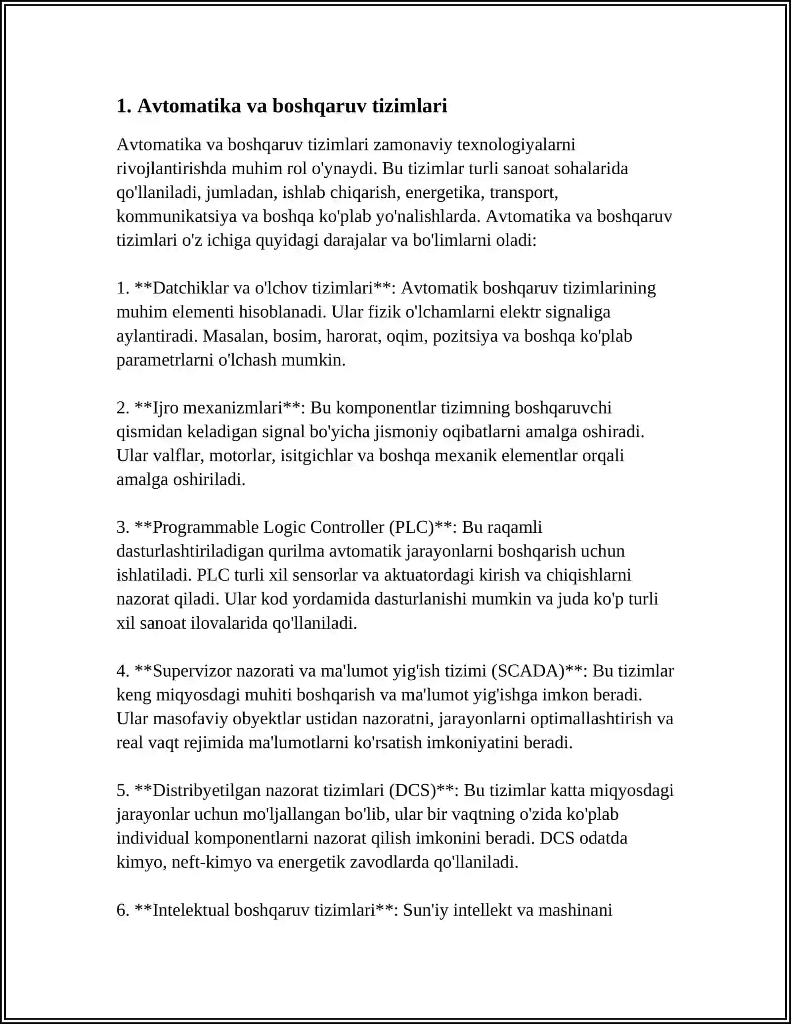 Avtomatika va boshqaruv tizimlari 3