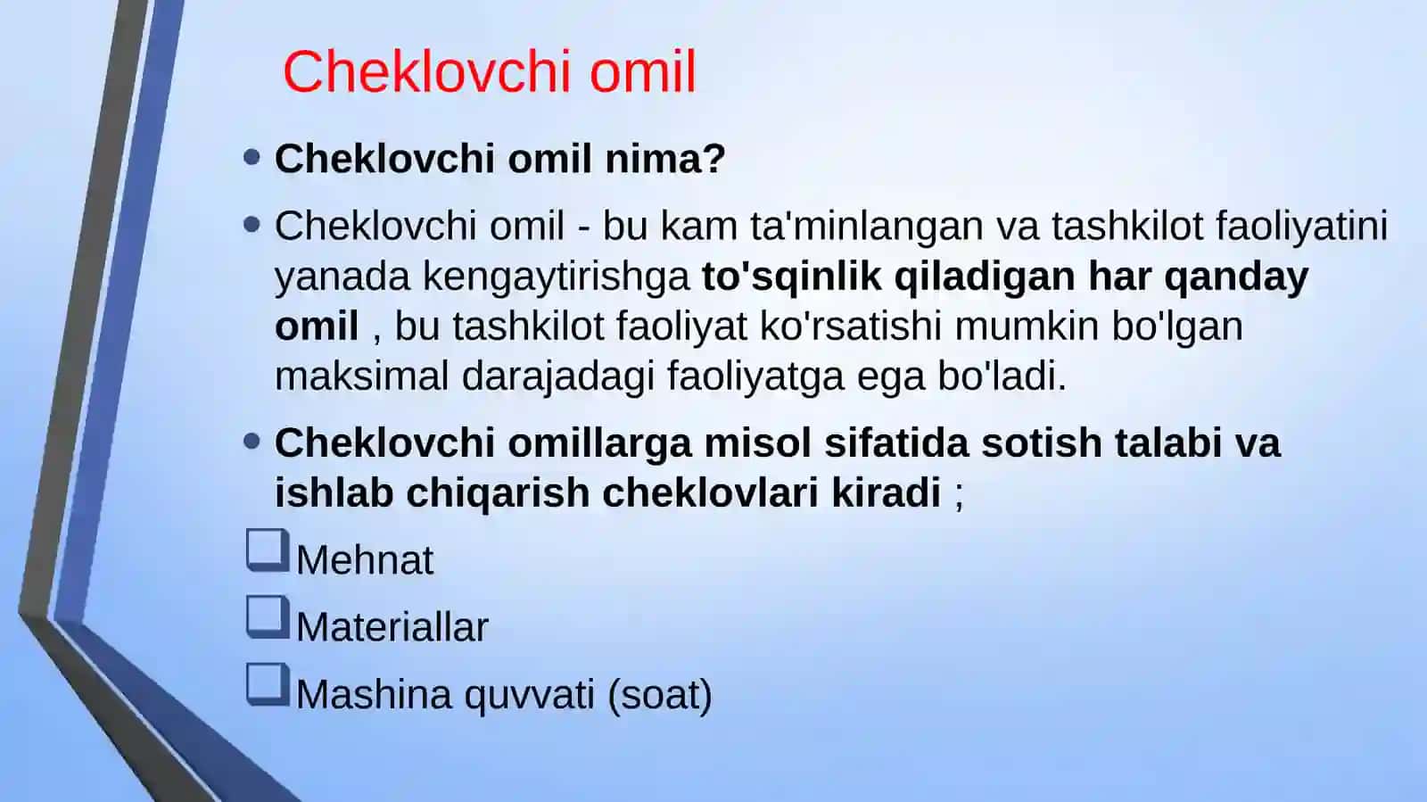 Cheklovchi omillar 3