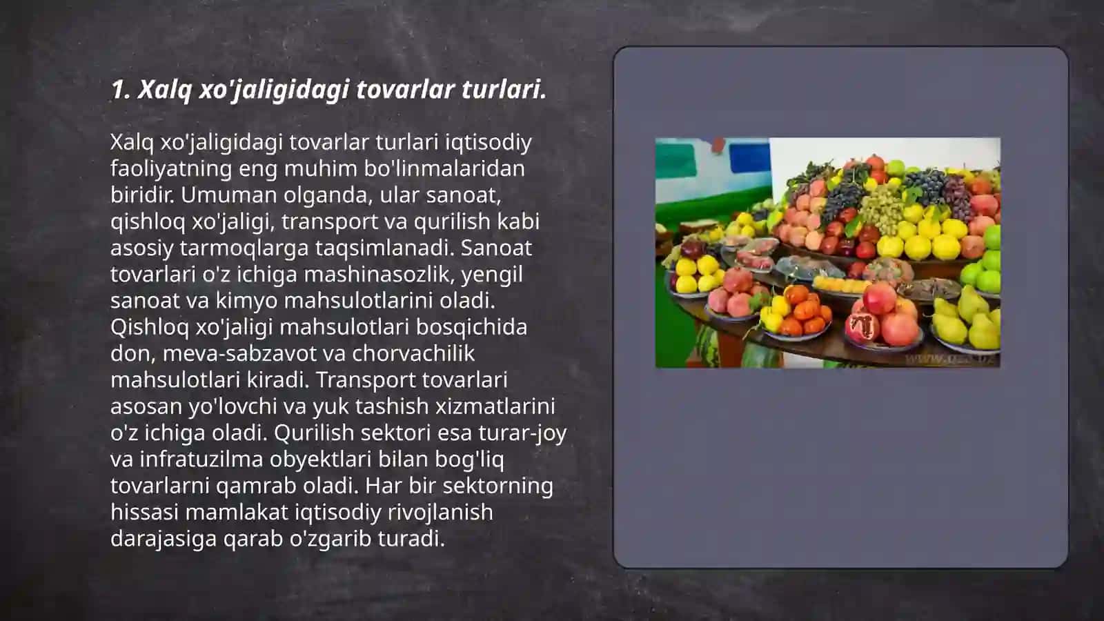 Xalq xo'jaligidagi tovarlar turlari 3