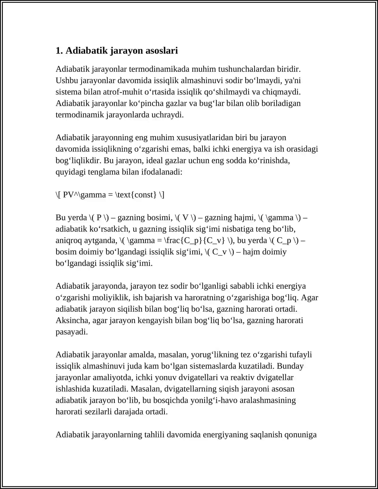 ADIABATIK JARAYONDA ISH 3
