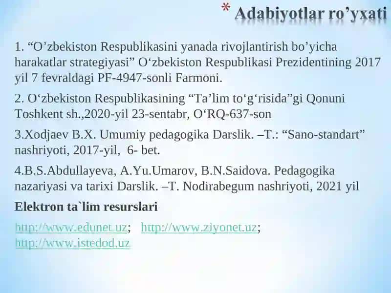TARBIYA JARAYONINING MOHIYATI VA MAZMUNI. TARBIYA QONUNIYATLARI VA TAMOYILLARI 3