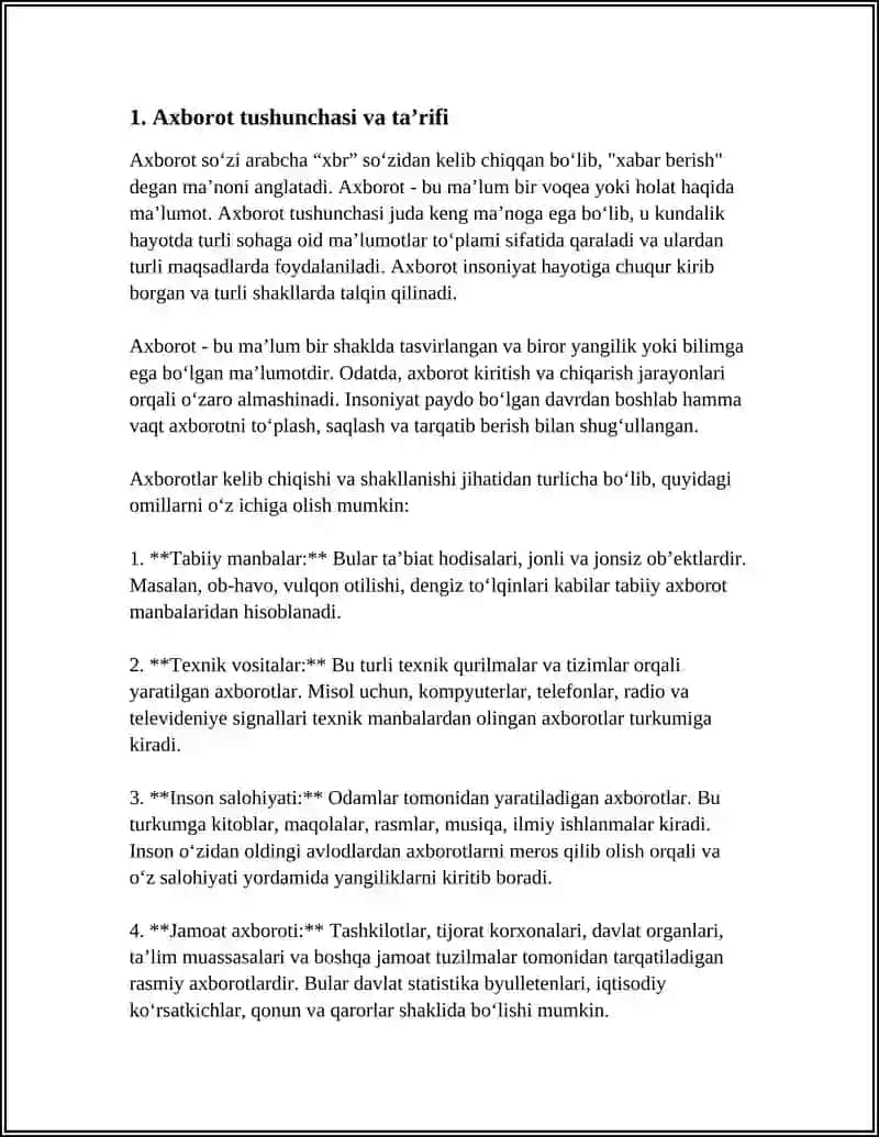 Axborot Nima va uning Manbalari 3