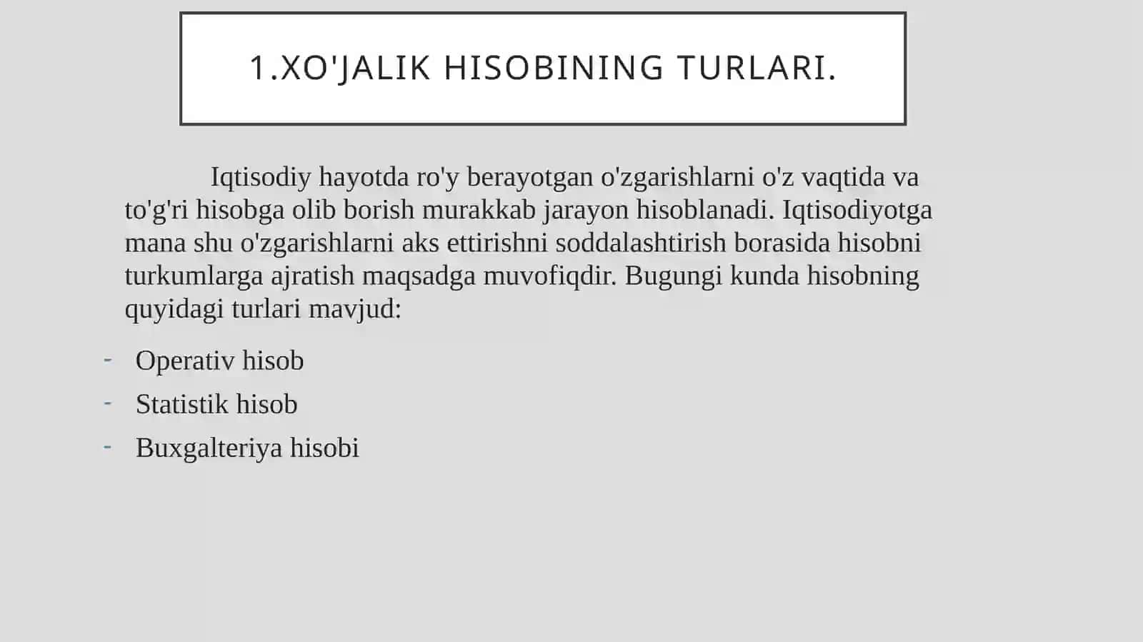 Xo'jalik hisobining turlari 3