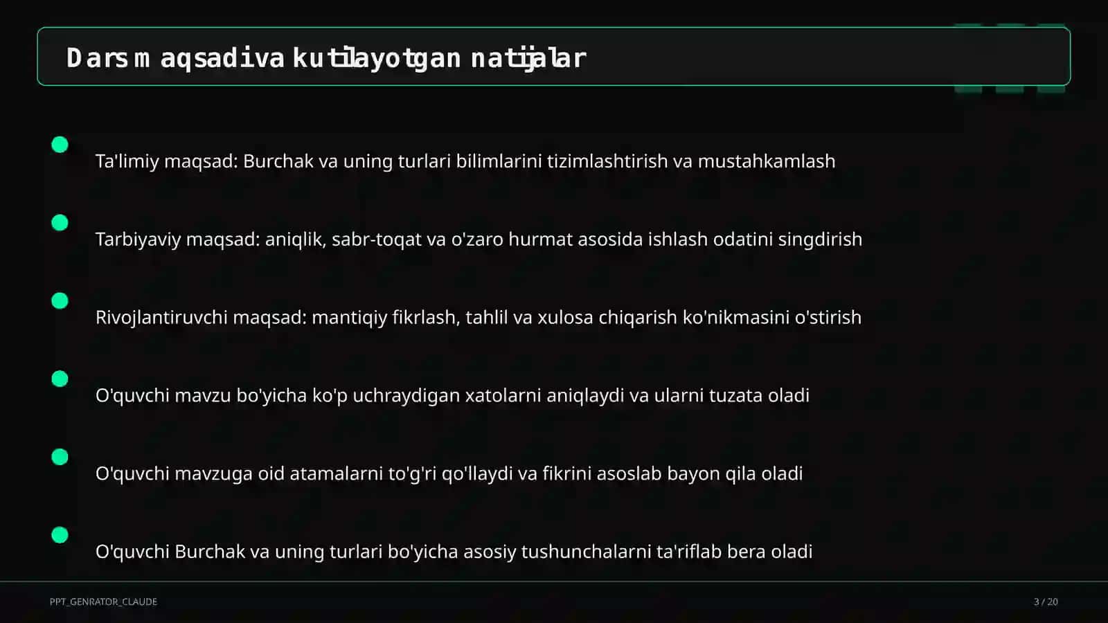 Burchak va uning turlari (4-sinf) 3