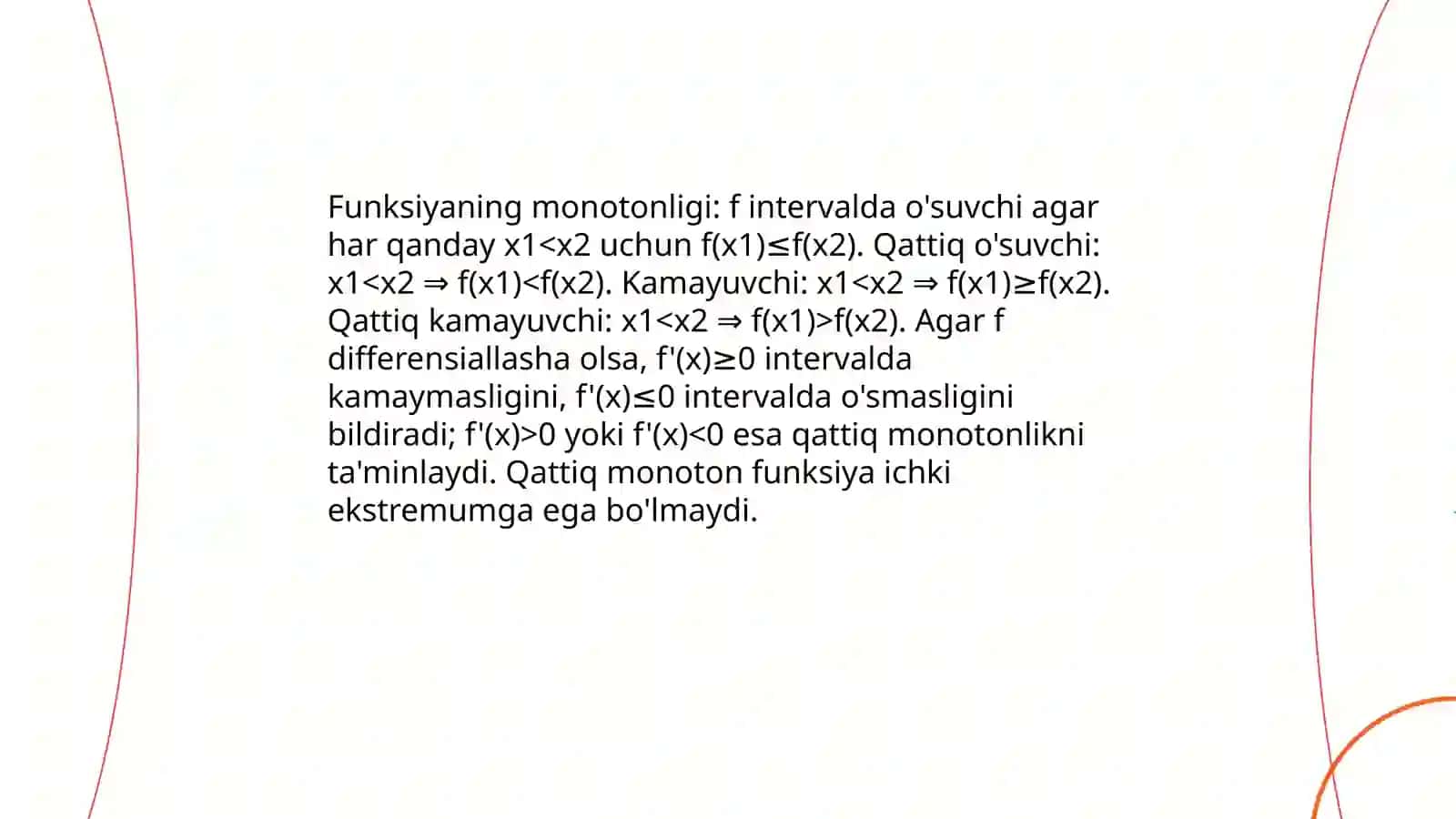 Monoton funksiya ekstremumlari 3