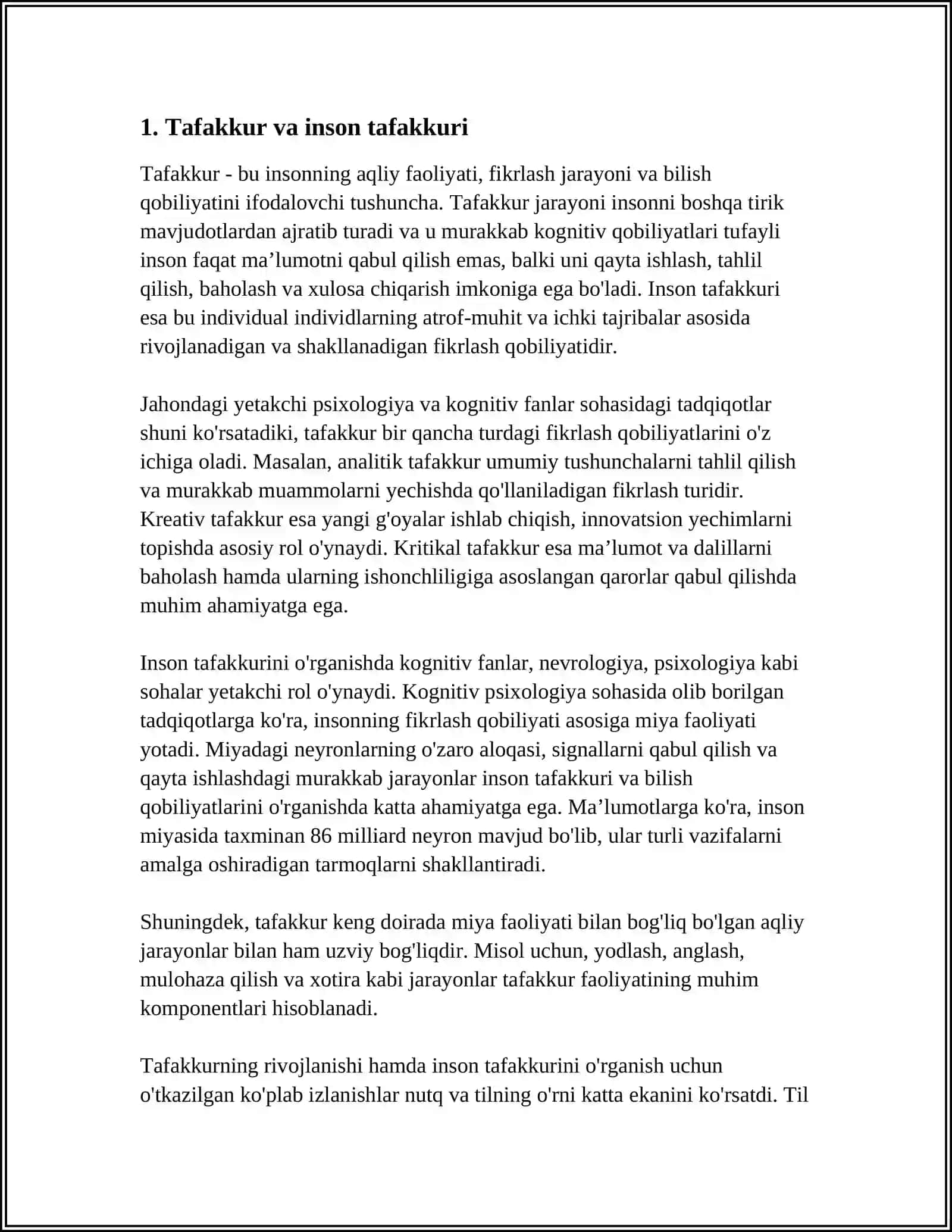 MUSTAQIL ISH Mavzu: TAFAKKUR 3