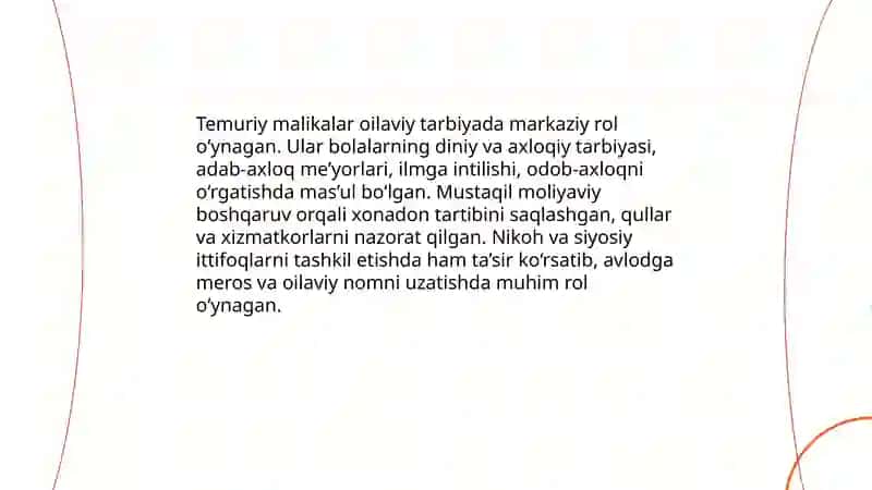 Temuriy malikalar va oilaviy tarbiyada ularning o‘rni 3