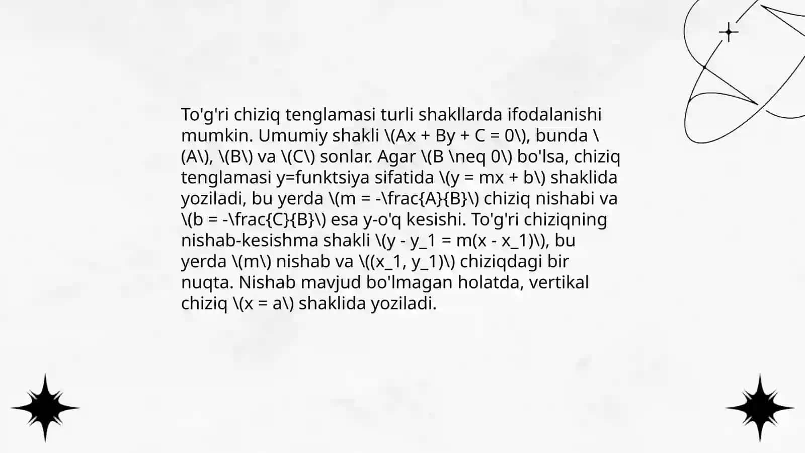 Bir jinsli liniyaning tenglamalari 3