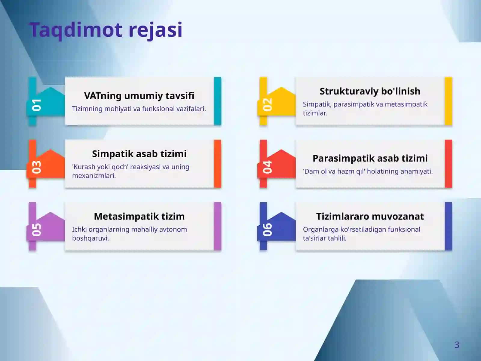 Vegetativ asab sistemasini o‘rganish 3