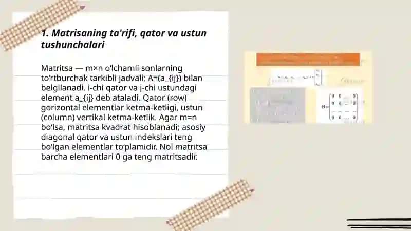 Matrisalar nazariyasi elementlari 3