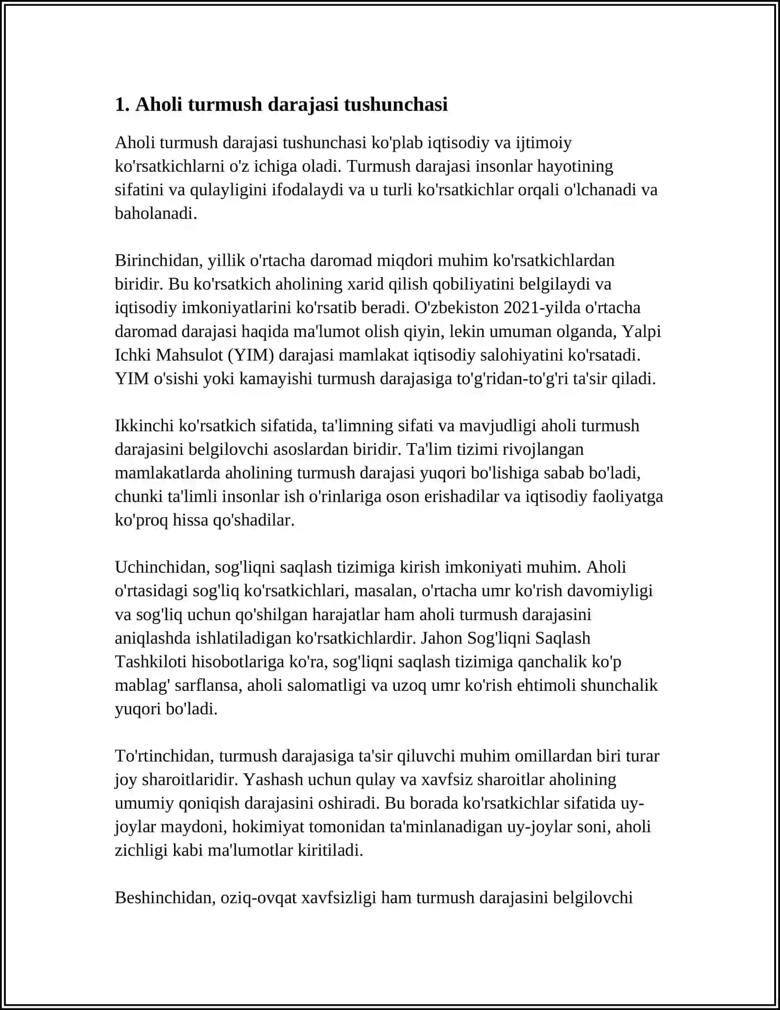 AHOLI TURMUSH DARAJASI STATISTIKASI 3