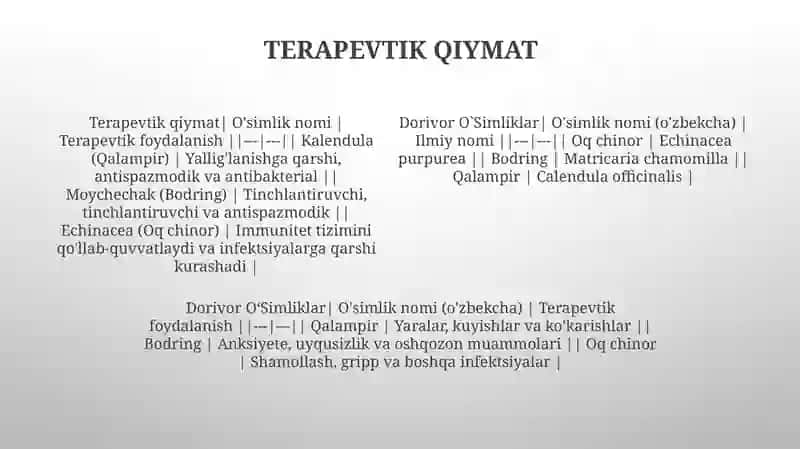 Dorivor OʻSimliklar 3
