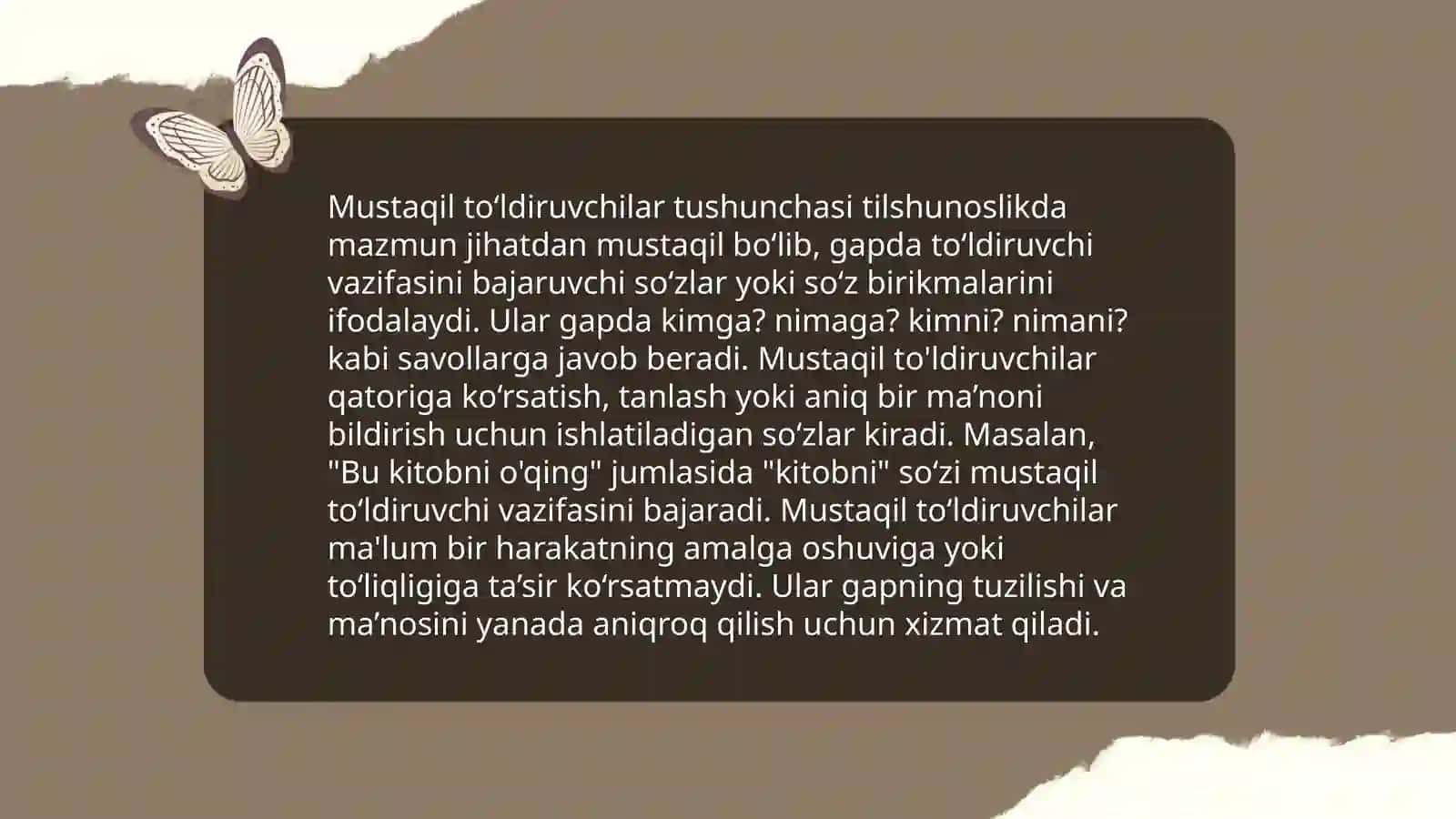 Mustaqil va nomustaqil to'ldiruvchilar 3