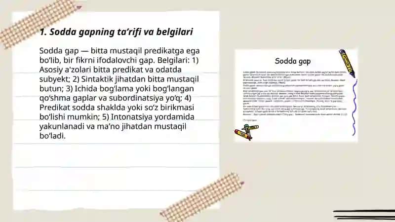 Sodda gap turlari va tahlili 3