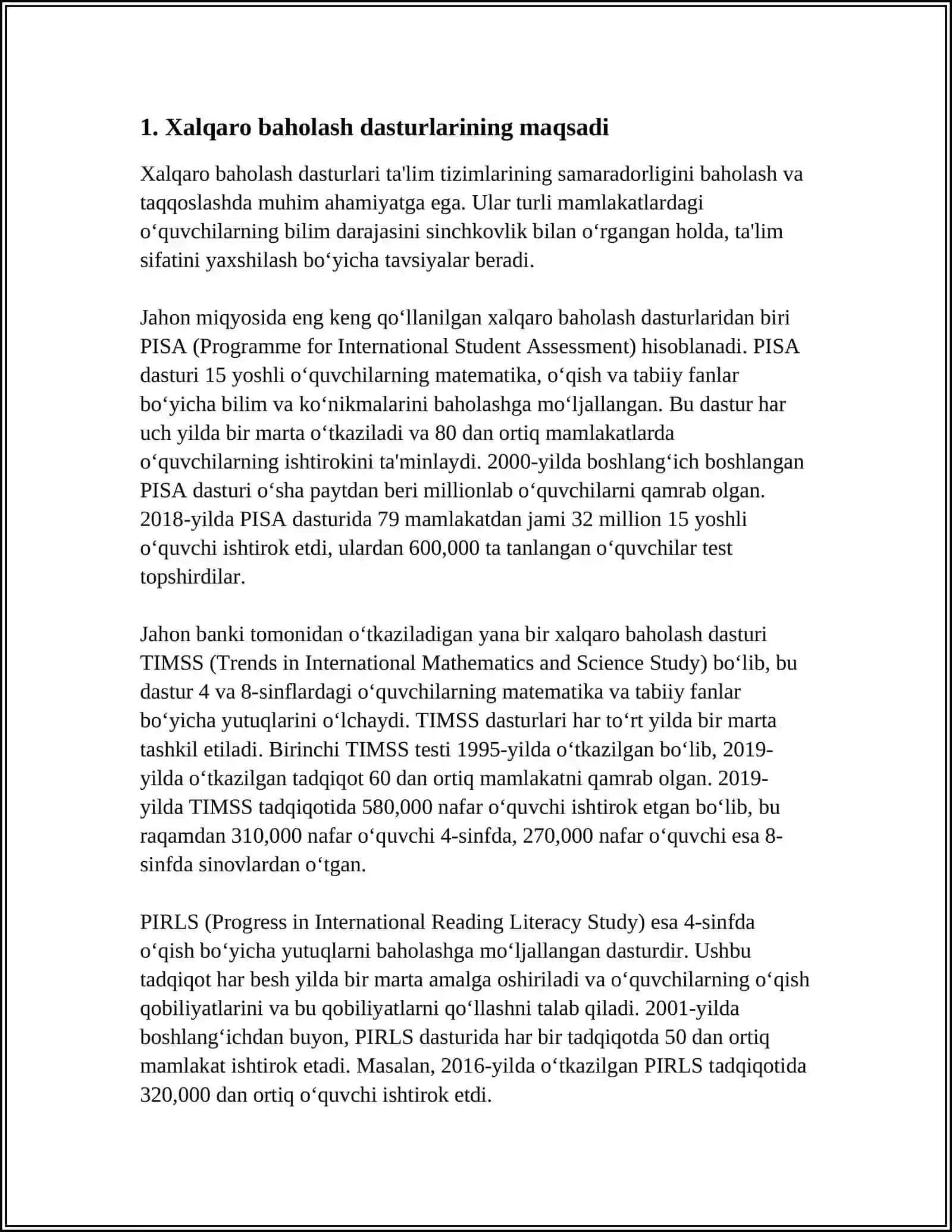 XALQARO BAHOLASH DASTURI 3