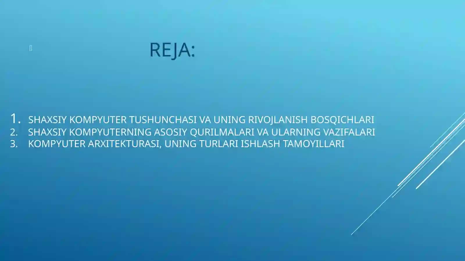 SHAXSIY KOMPYUTER TUZILISHI VA ARXITEKTURASI 3