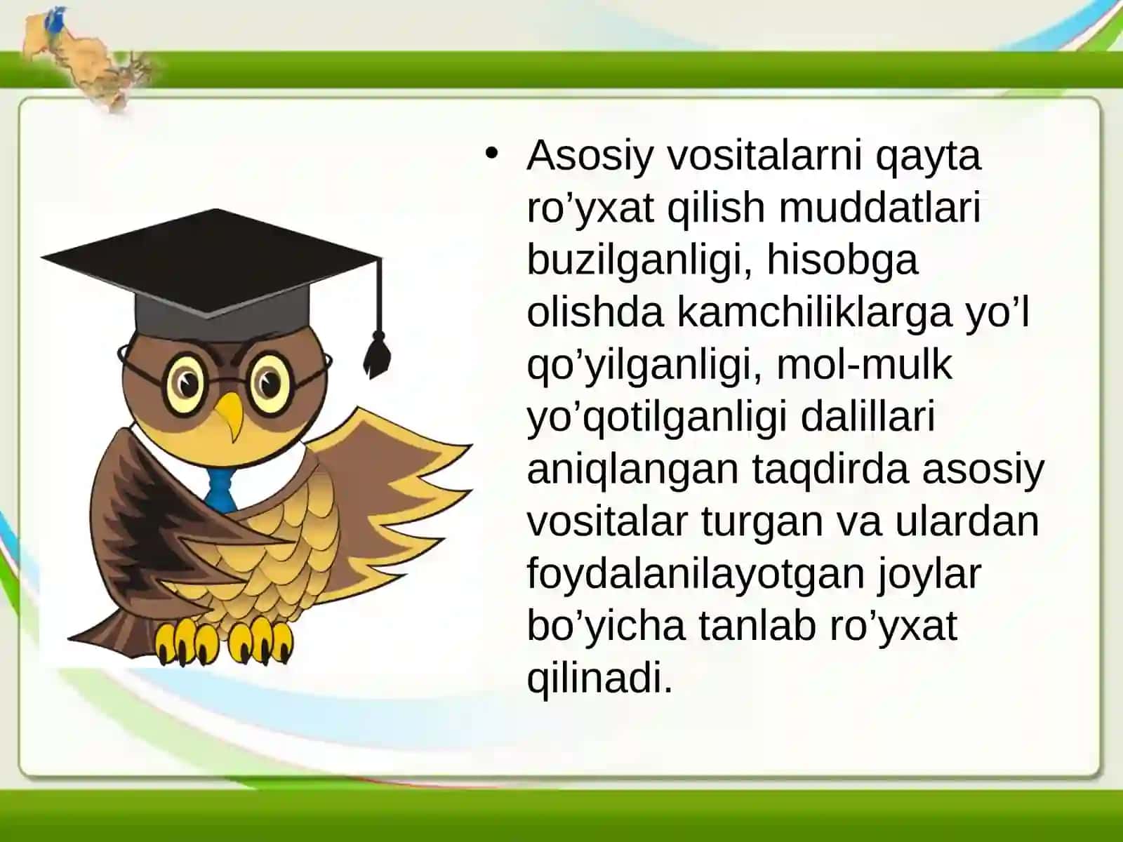 Asosiy vositalarni hisobga olish vazifalari 3