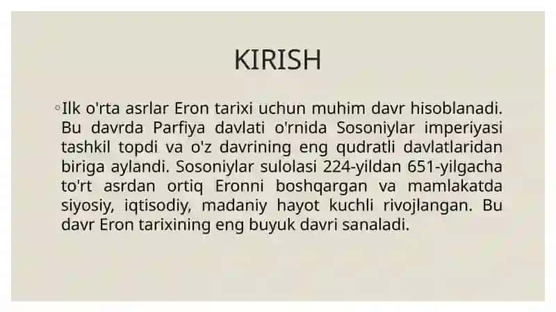 ILK O'RTA ASRLARDA ERON (III-VII ASRLAR) 3