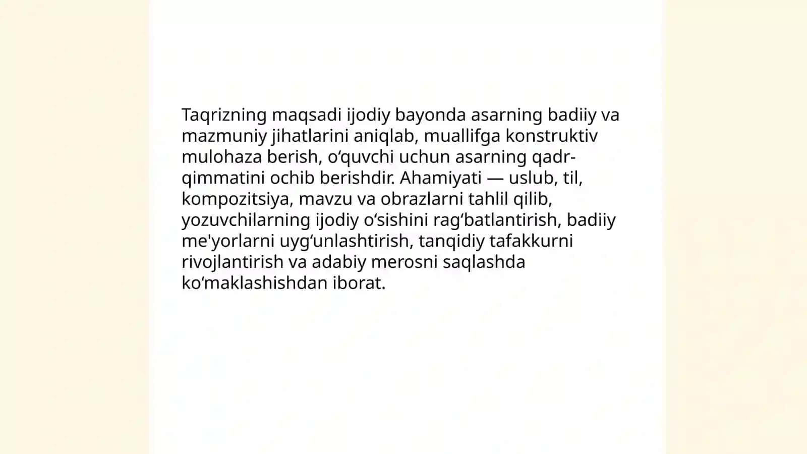 Ijodiy bayonga taqriz yozish 3