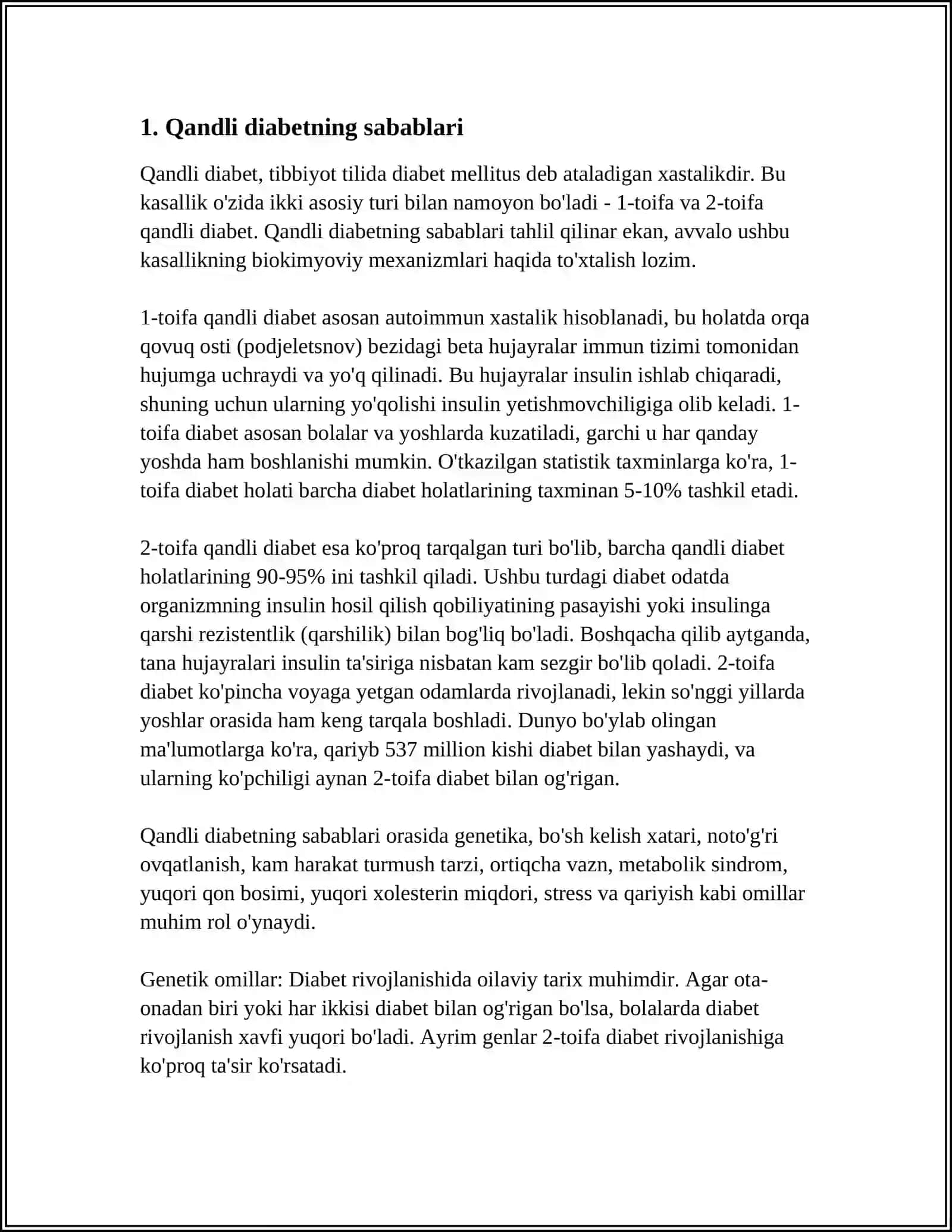 QANDLI DIABET 1-DARAJA 3