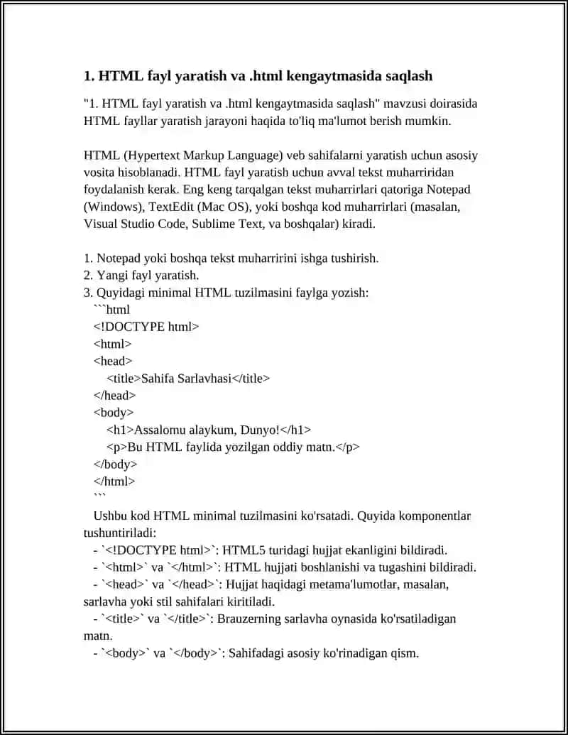 WEB SAHIFA YARATISH. HTML FAYLLAR YARATISH 3