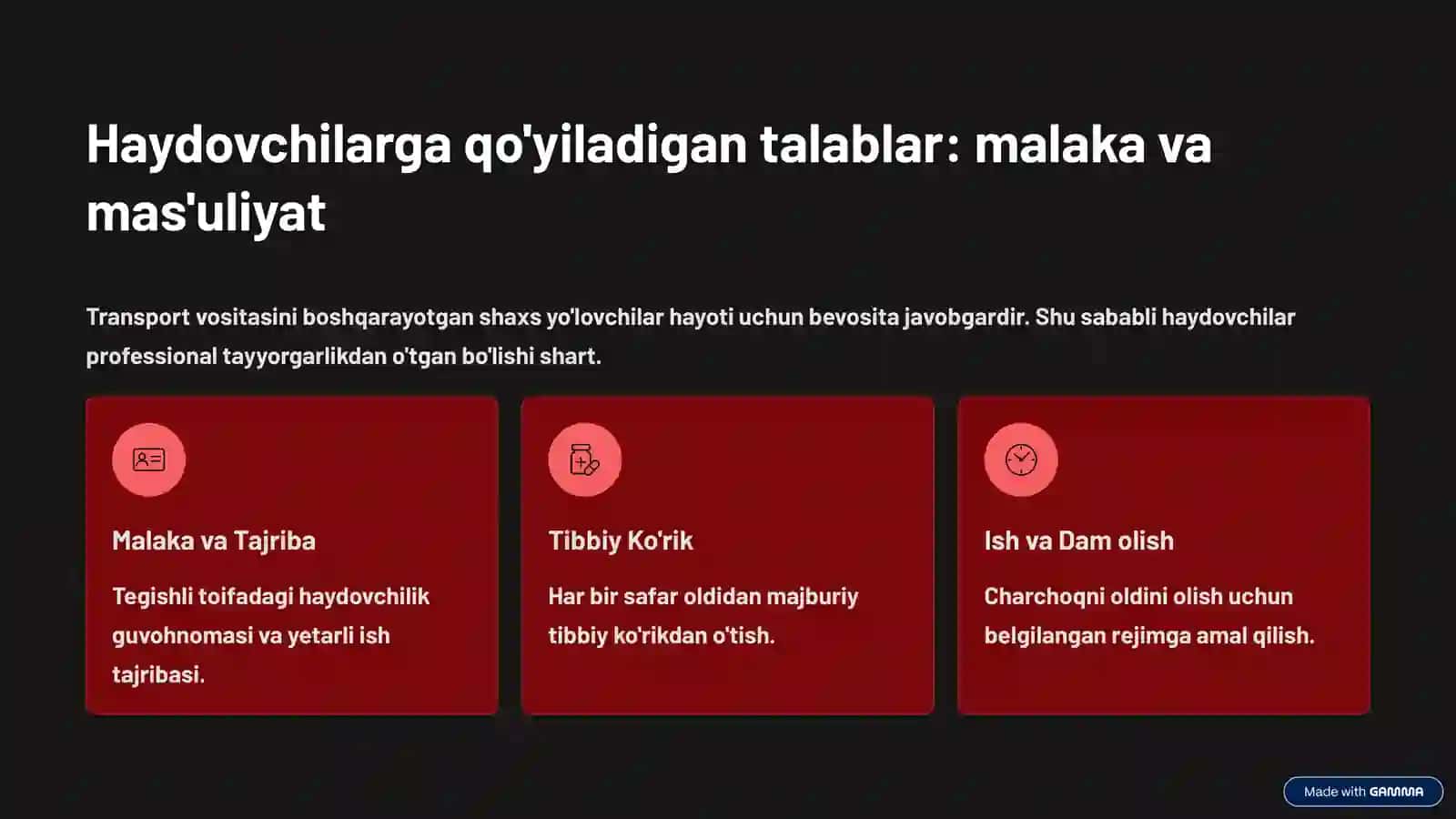 Harakat xavfsizligi talablari: Asosiy tamoyillar 3