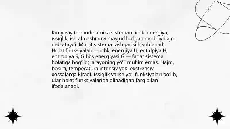 Kimyoviy termodinamikaning tushunchalari va qonunlari 3