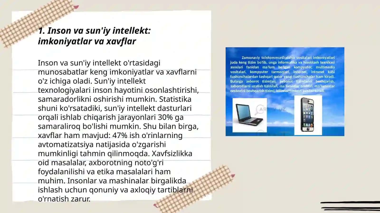 Inson va texnolgiya.Texnologik vositalar 3
