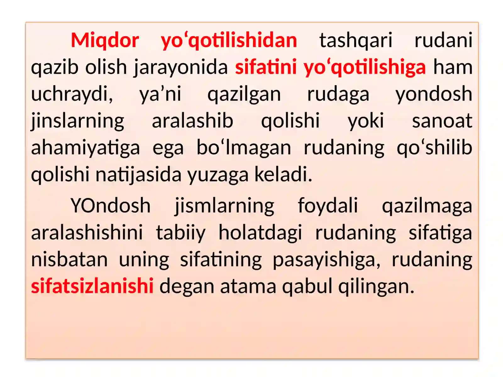 Rudaning miqdor yo‘qotilishi 3