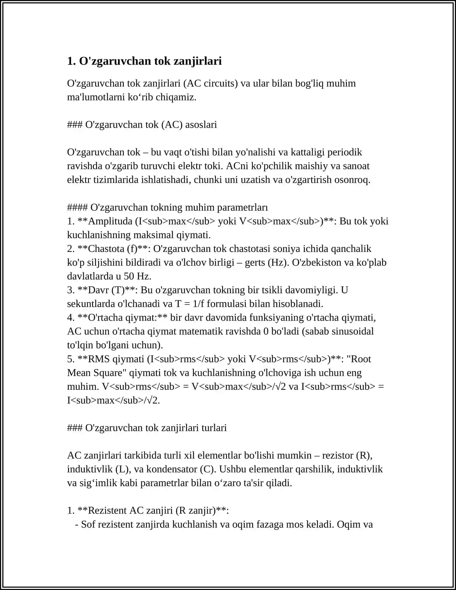 ELEKTR ZANJIRLAR TAHLILIDA INTEGRAL HISOB TATBILARI 3