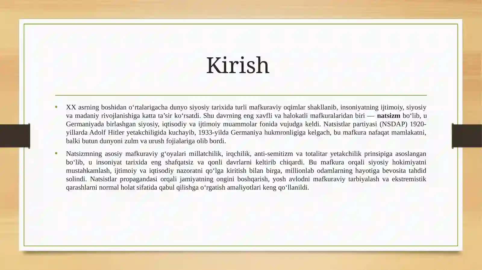 Natsizmning insoniyatga keltirgan kulfatlari 3