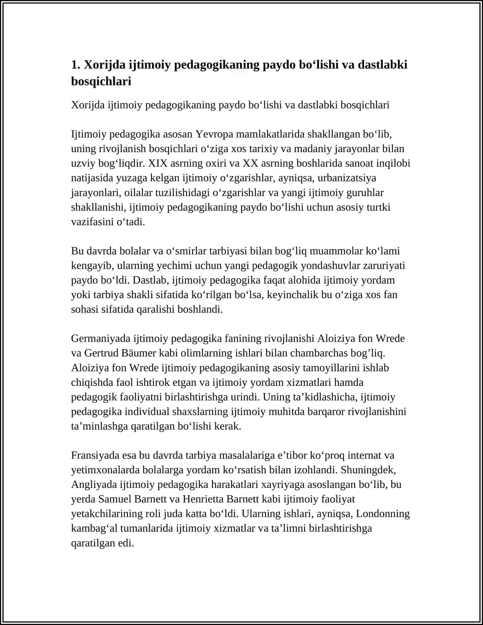 XORIJDA IJTIMOIY PEDAGOGOKA TARAQQIYOTINING ASOSIY BOSQICHLARI 3