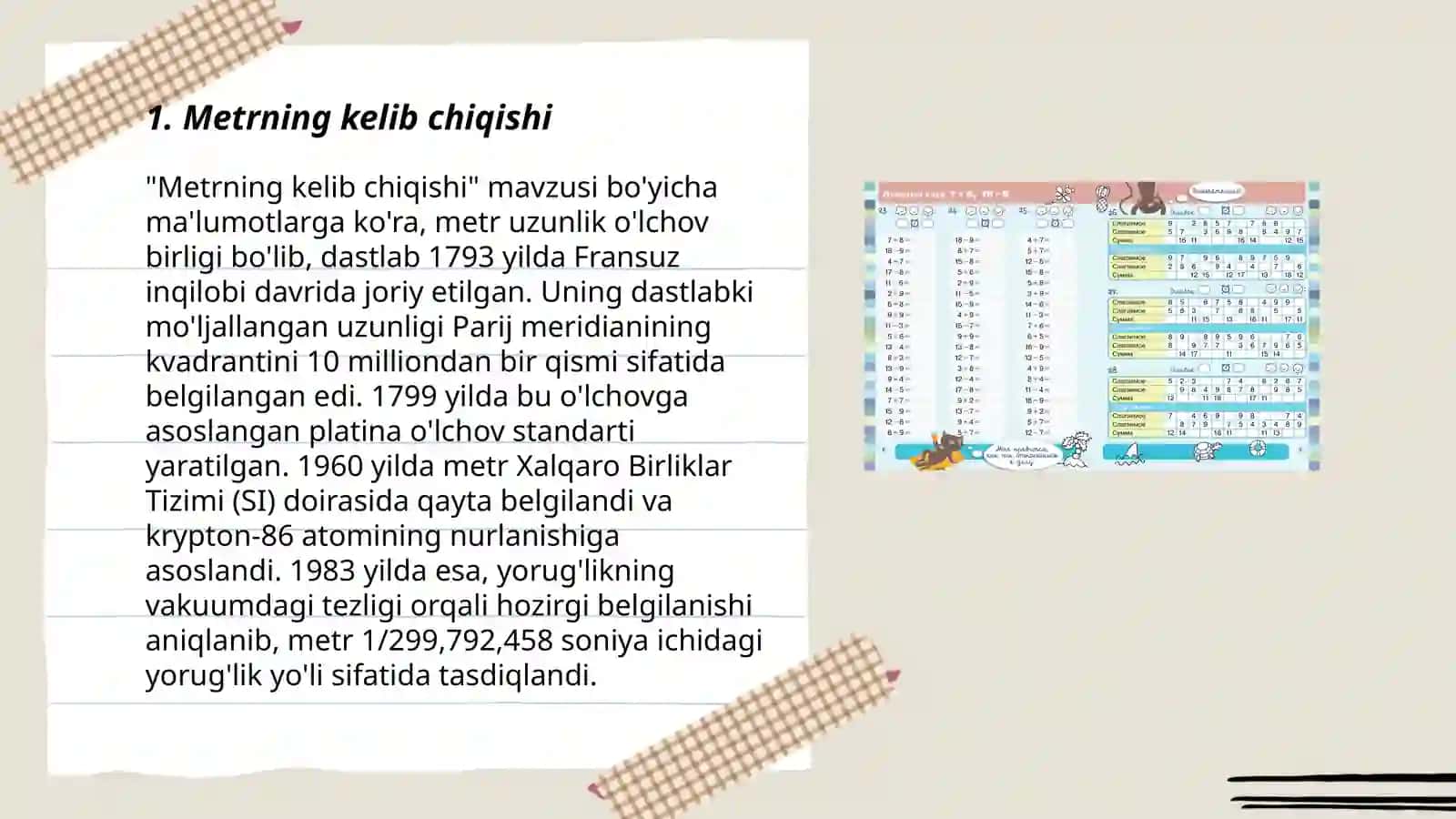 Metr, santimetr, detsimetr uzunlik oʻlchov birliklari 3