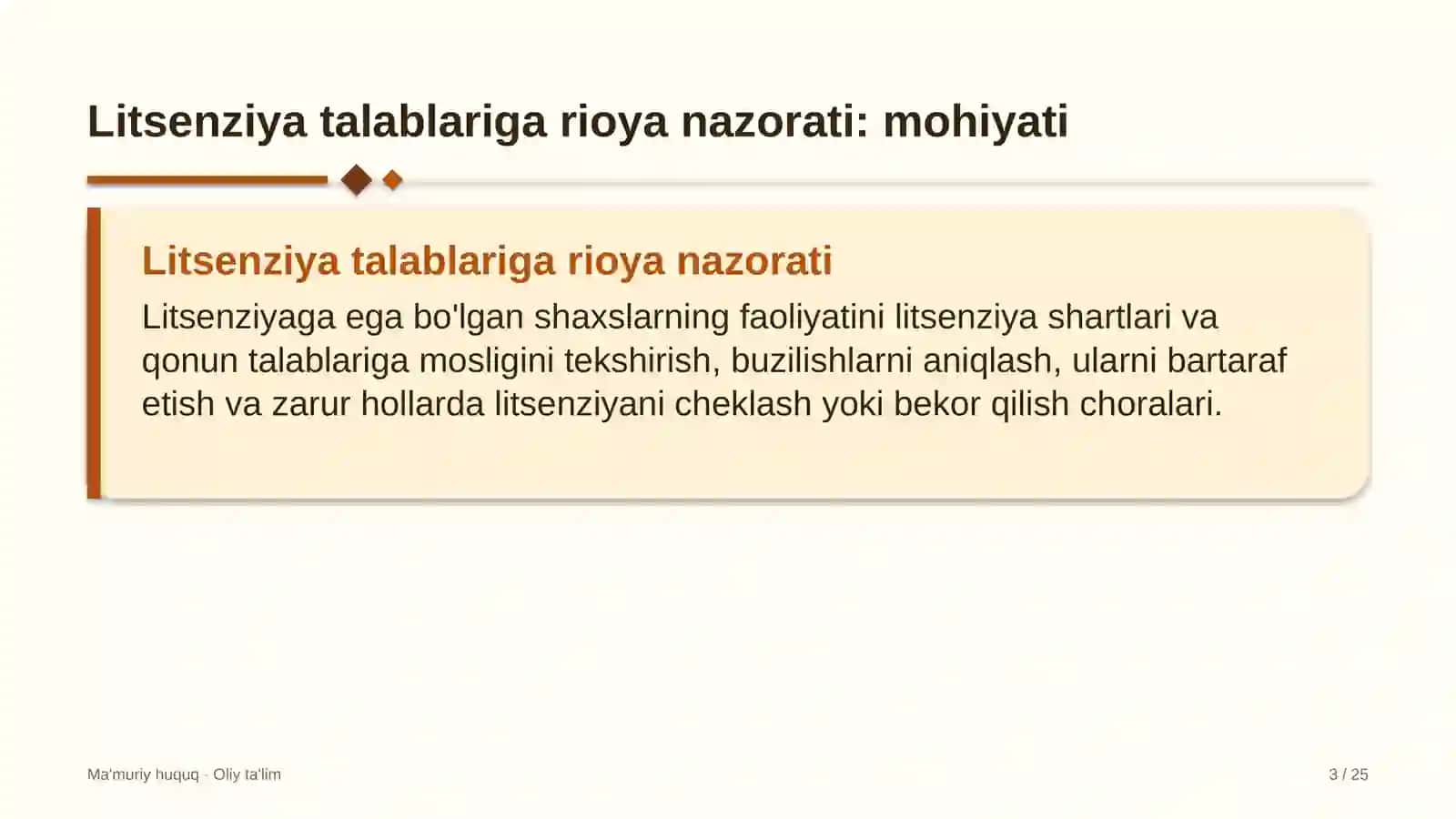 buyurtmaxonalarda litsenziya talablariga rioya etilishini nazorat qilish 7843 3