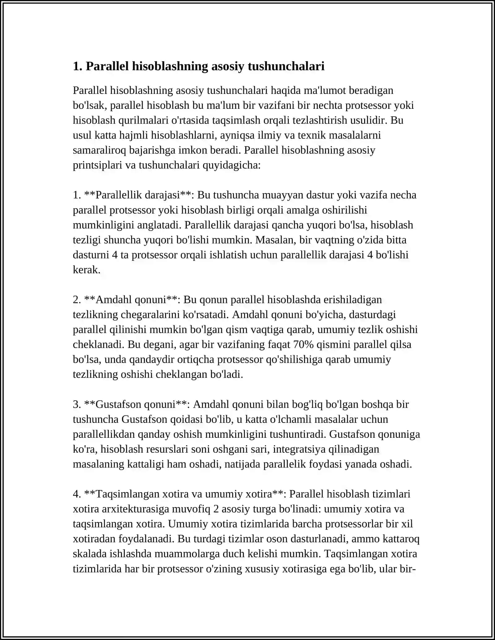 PARALLEL HISOBLASH UCHUN MO‘LJALLANGAN MASALALAR 3