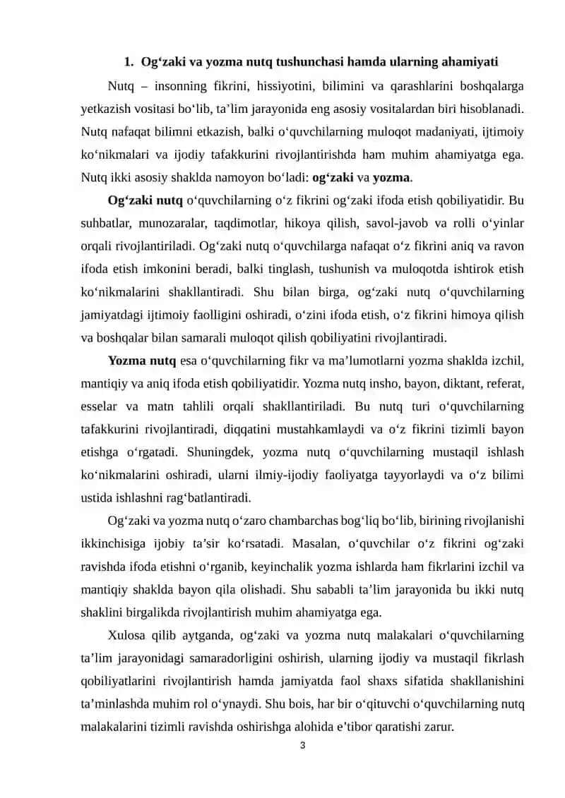 Ogʻzaki va yozma nutq malakalarini oshirishning shakl va usullari 3