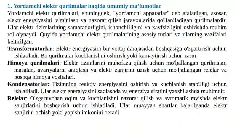Yordamchi elektr qurilmalar 3