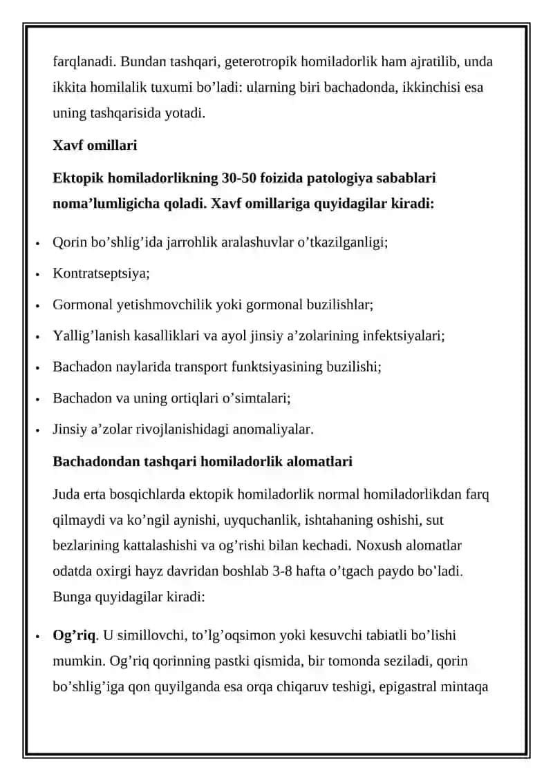 Bachadondan tashqari homiladorlik 3