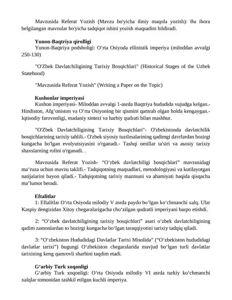 O'Zbek Davlatchiligining Tarixiy Bosqichlari 3