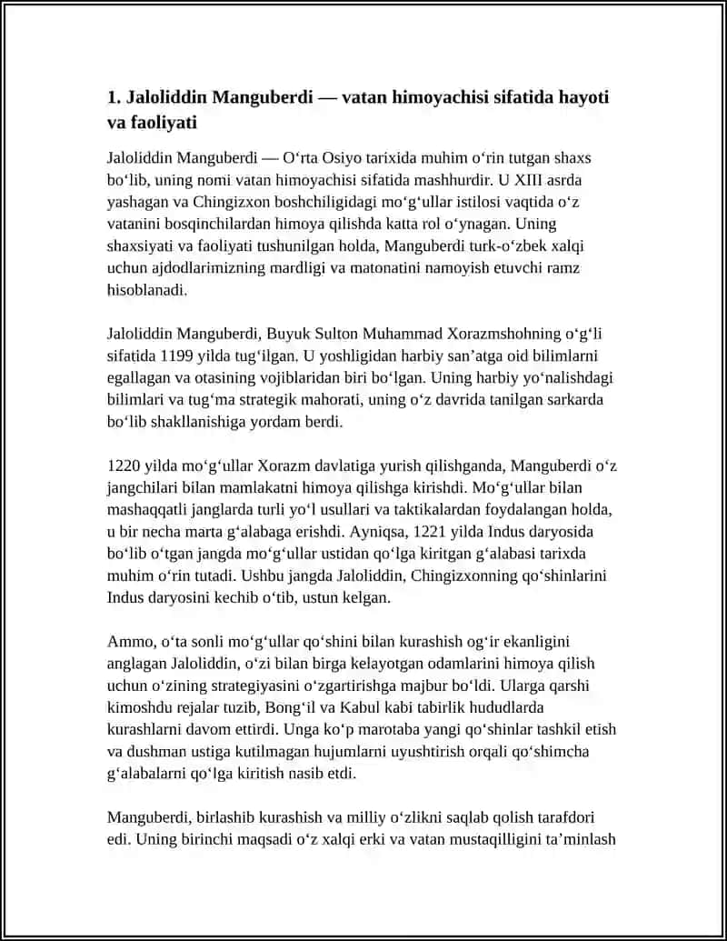Jaloliddin Manguberdi Vatan Himoyachisi 3