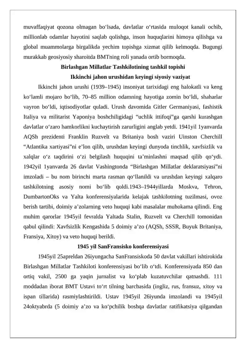 Birlashgan Millatlar Tashkiloti va uning faoliyati 3
