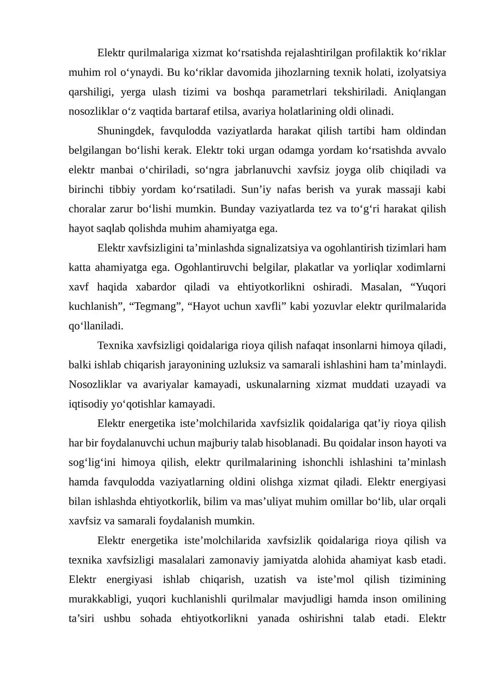 Elektr energetika istemolchilarda xavfsizlik qoidalariga rioya qilish va texnika xavfsizligi 3