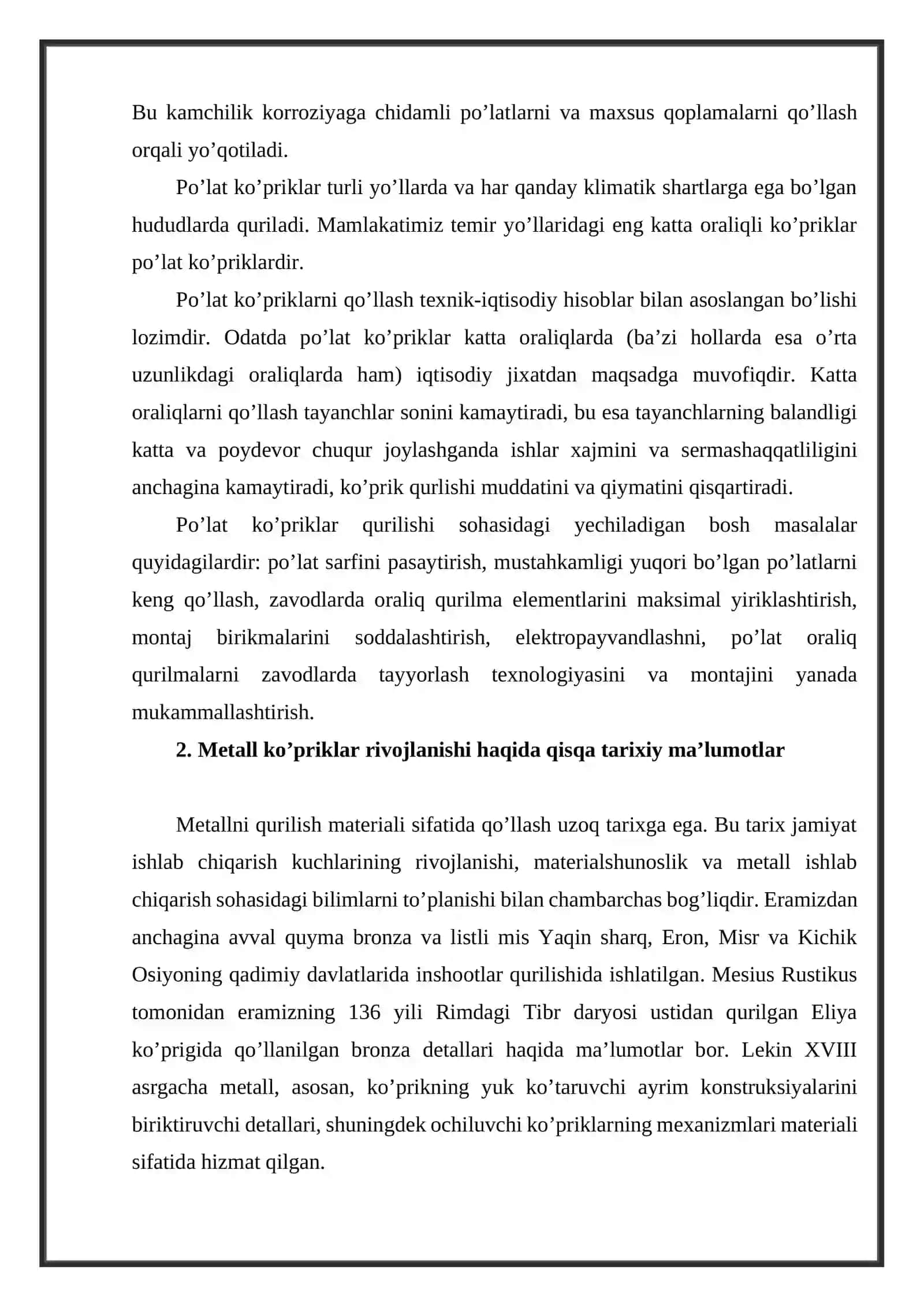 Po’lat ko’priklar haqida umumiy ma’lumotlar 3