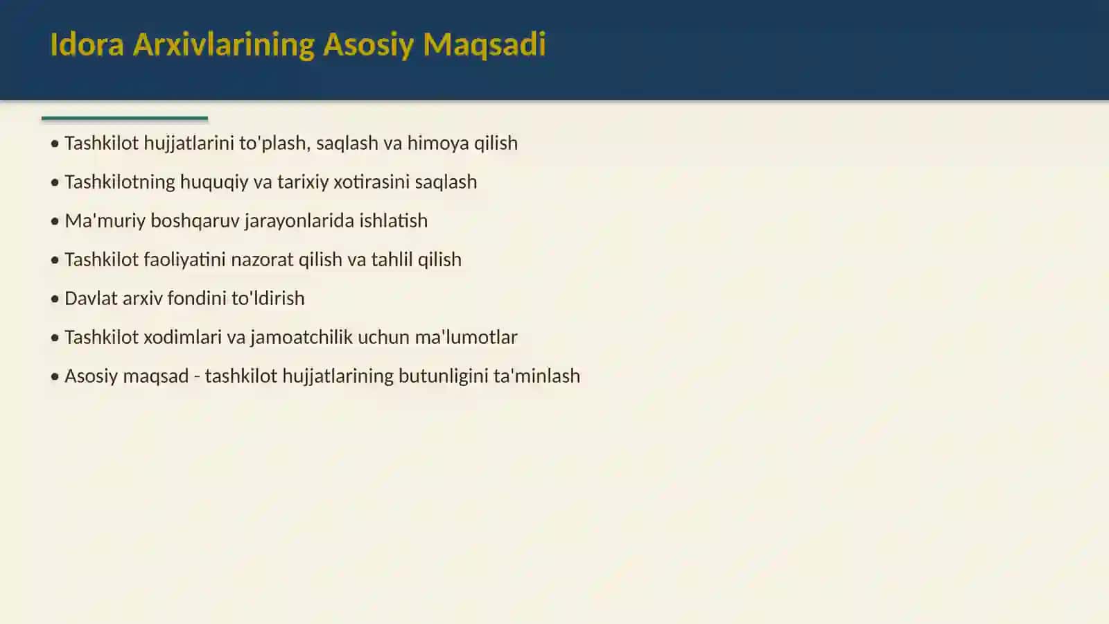 Idora arxivlarining vazifalari 3