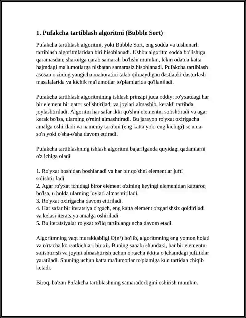 Pufakcha tartiblash algoritmi (Bubble Sort) 3