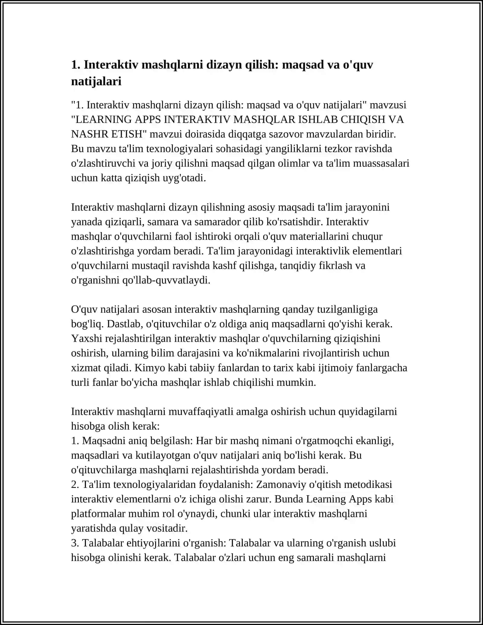 LEARNING APPS INTERAKTIV MASHQLAR ISHLAB CHIQISH VA NASHR ETISH 3