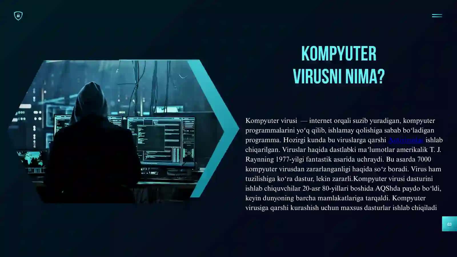 VIRUSGA QARSHI MUDOFA TIZIMINI YARATISH 3